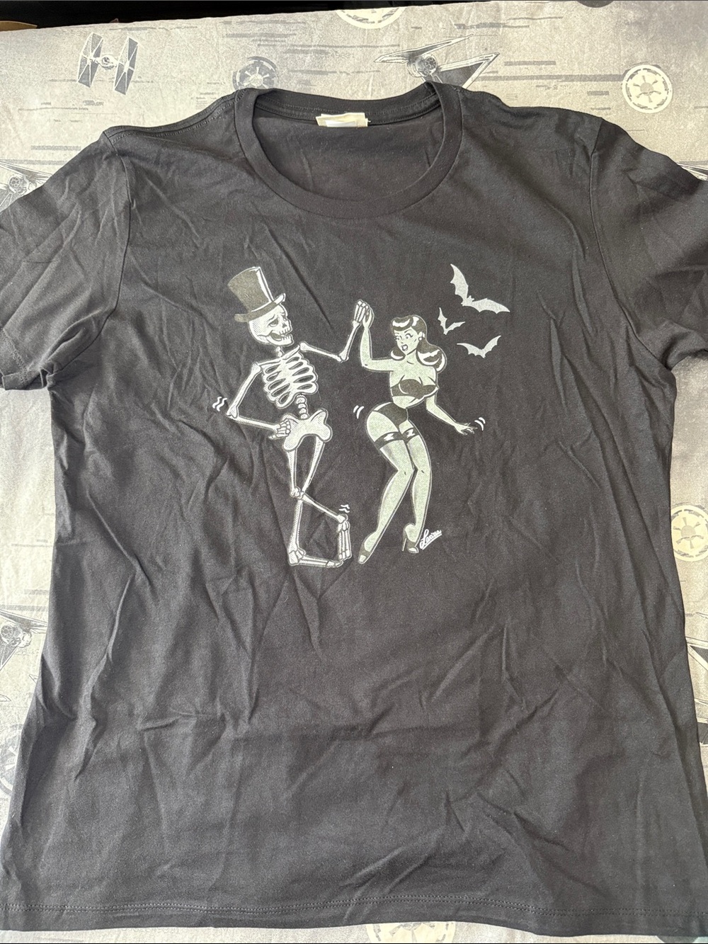 NWOT MISCHIEF MADE SKELETON DANCE PINUP GIRLY TEE SZ 2X